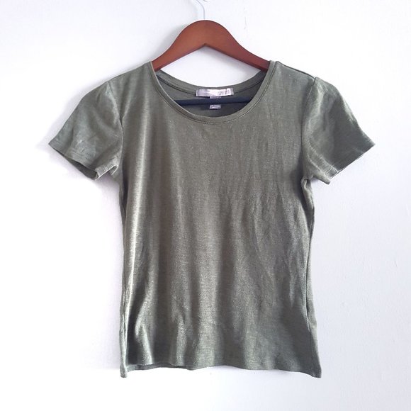 Forever 21 Olive Green Tight T shirt Small - Picture 1 of 4